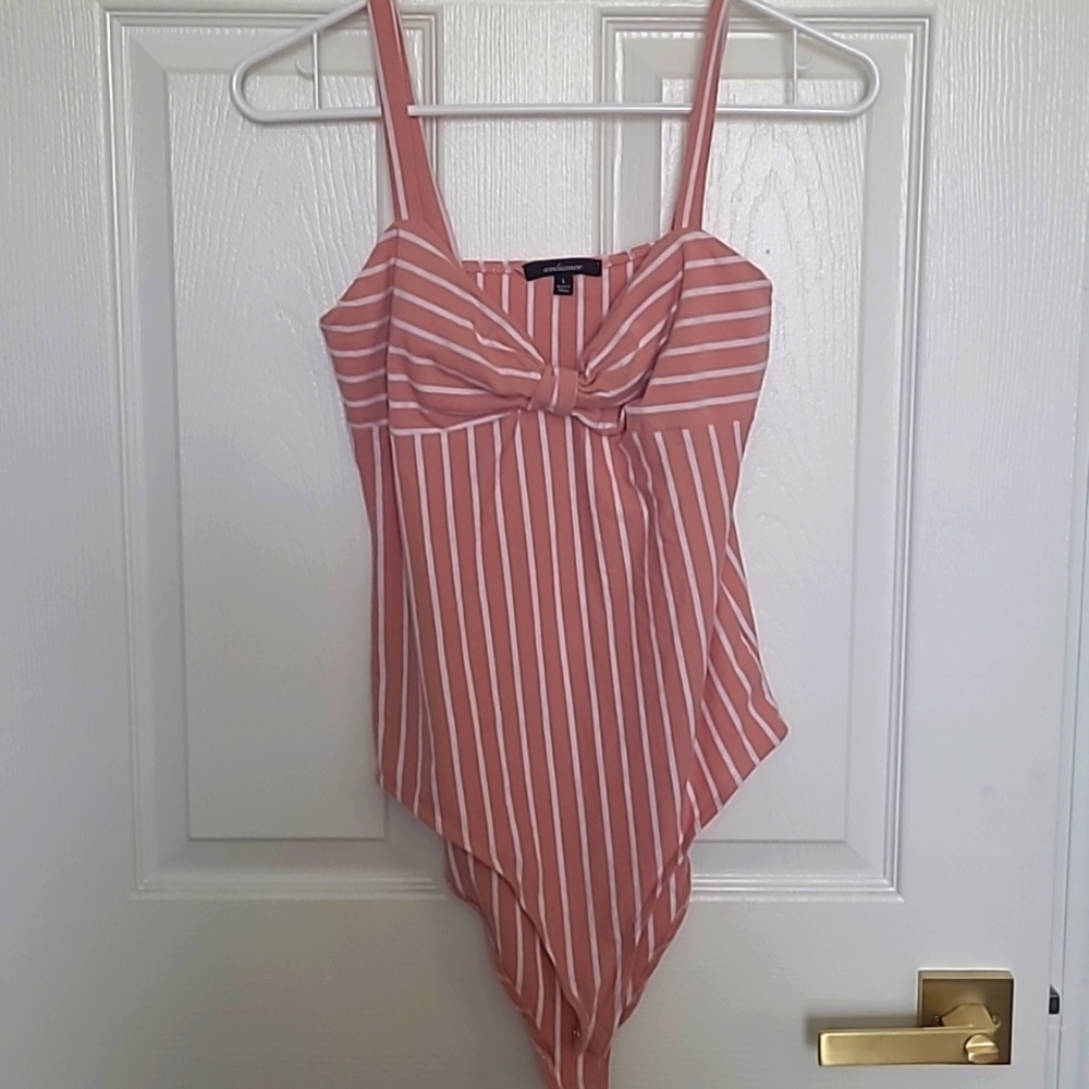 Ambiance Large Pink Striped Bodysuit